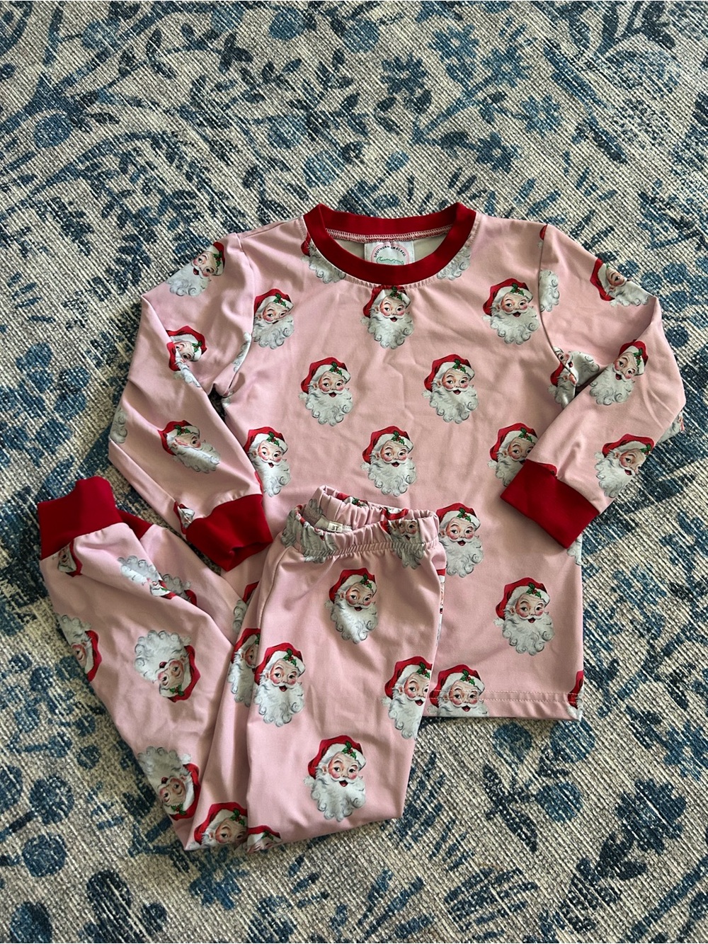Southern Smocked Company 3T 2-Piece Santa Christmas Pink PJ Set